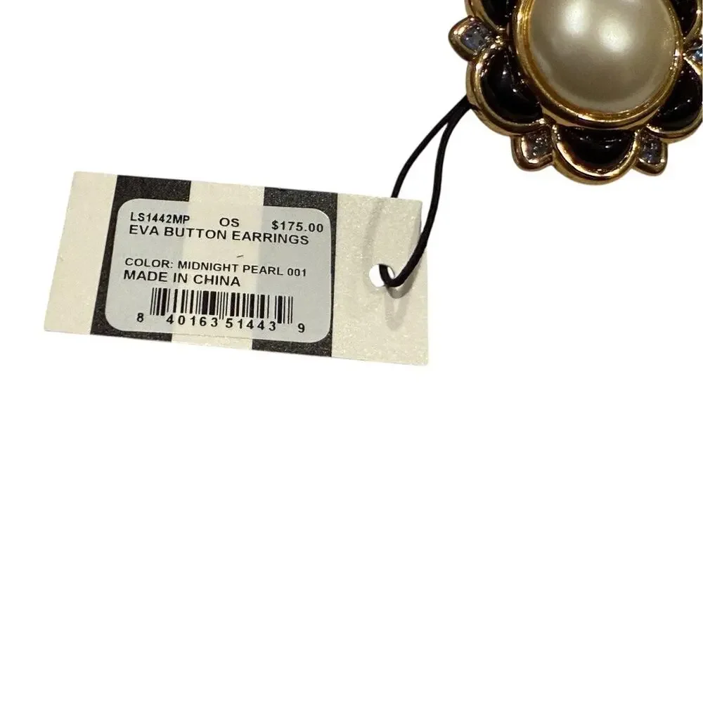 Lele Sadoughi Midnight Pearl Eva Button Clip-On Earrings NWT
